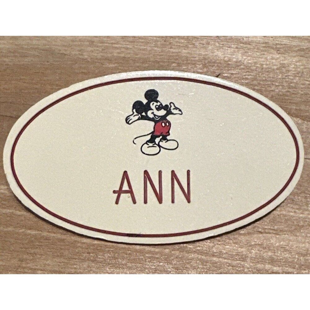 Vintage 90s Disney World Cast Member Name Badge Name Tag ANN Mickey Prop